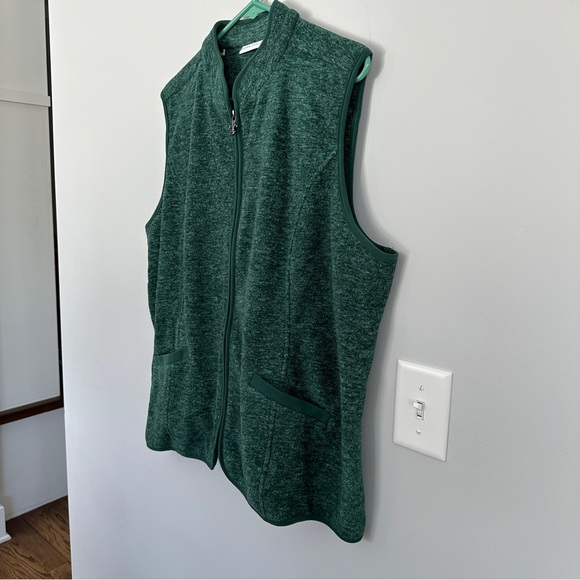 Susan Graver Melange Fleece Zip Front Vest w/ Solid Trim, Size XL - Picture 2 of 10